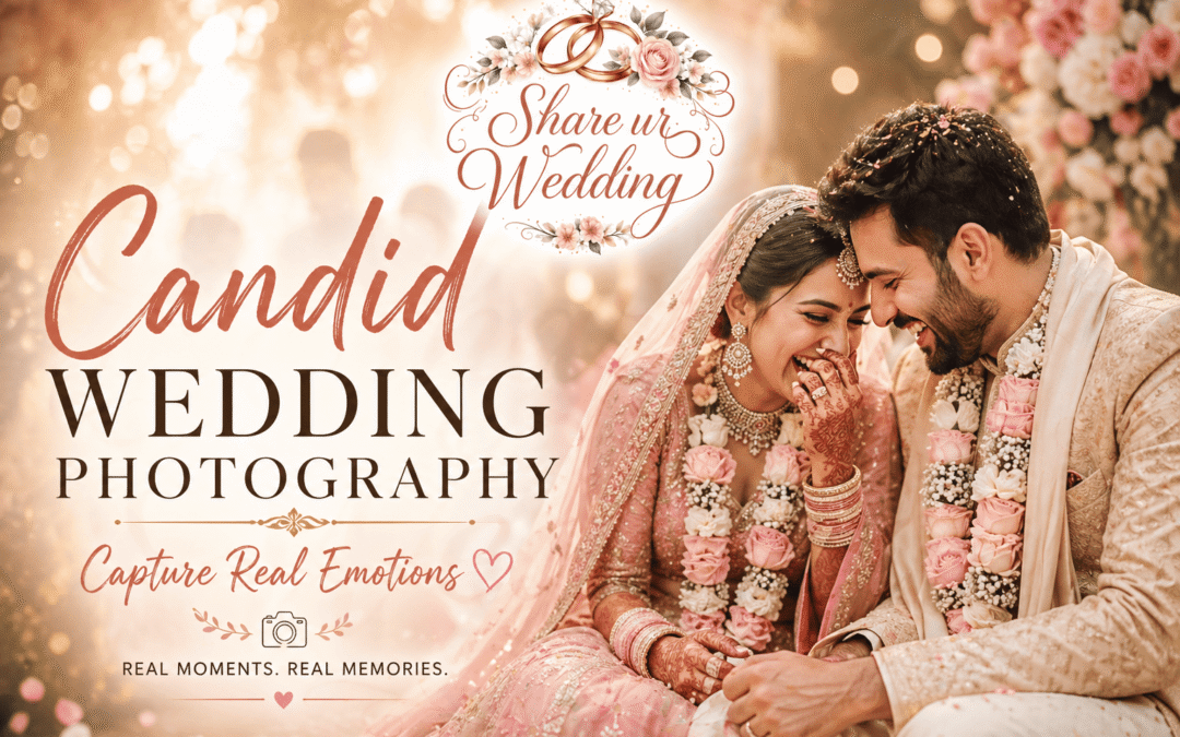 Candid wedding photography capturing real emotional moments of bride and groom with elegant logo