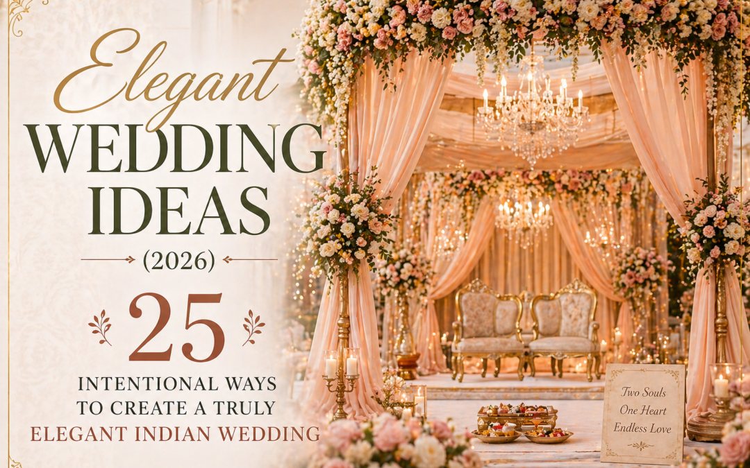 Elegant Indian wedding setup with luxury decor, floral arrangements, and modern styling showcasing 2026 wedding trends
