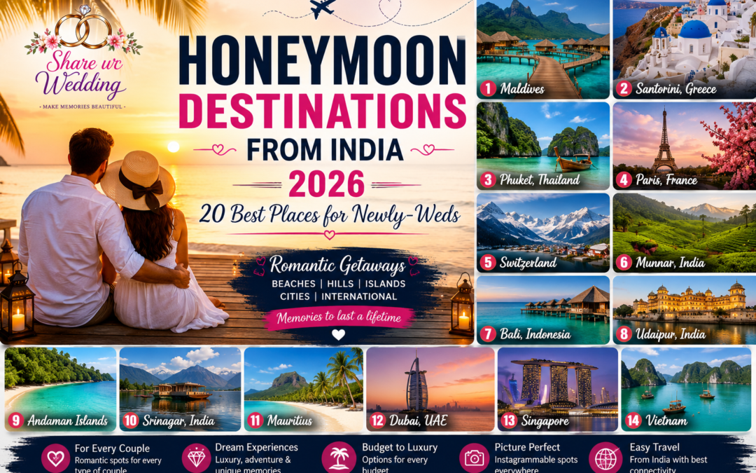 Honeymoon Destinations from India 2026: 20 Best Places for Newly-Weds