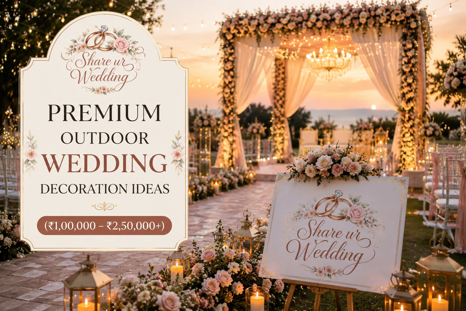 Premium Outdoor Wedding Decoration Ideas (₹1,00,000 – ₹2,50,000+) – Luxury Wedding Decor Inspiration