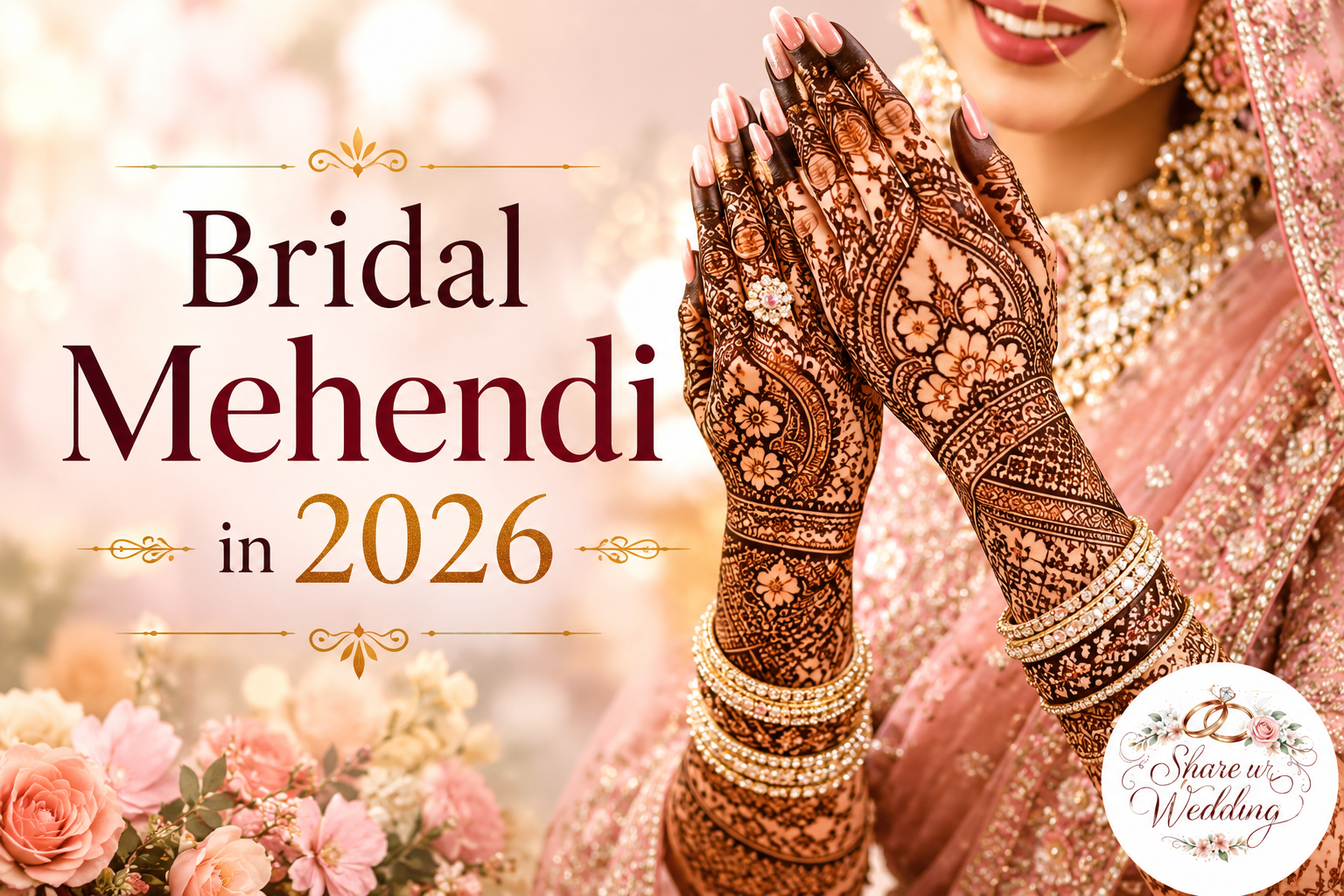 Bridal Mehendi in 2026 featuring elegant full-hand henna designs for modern Indian brides