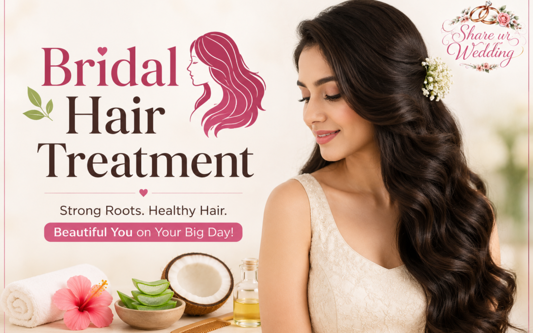 Bridal hair treatment guide with healthy long hair and natural pre-wedding hair care